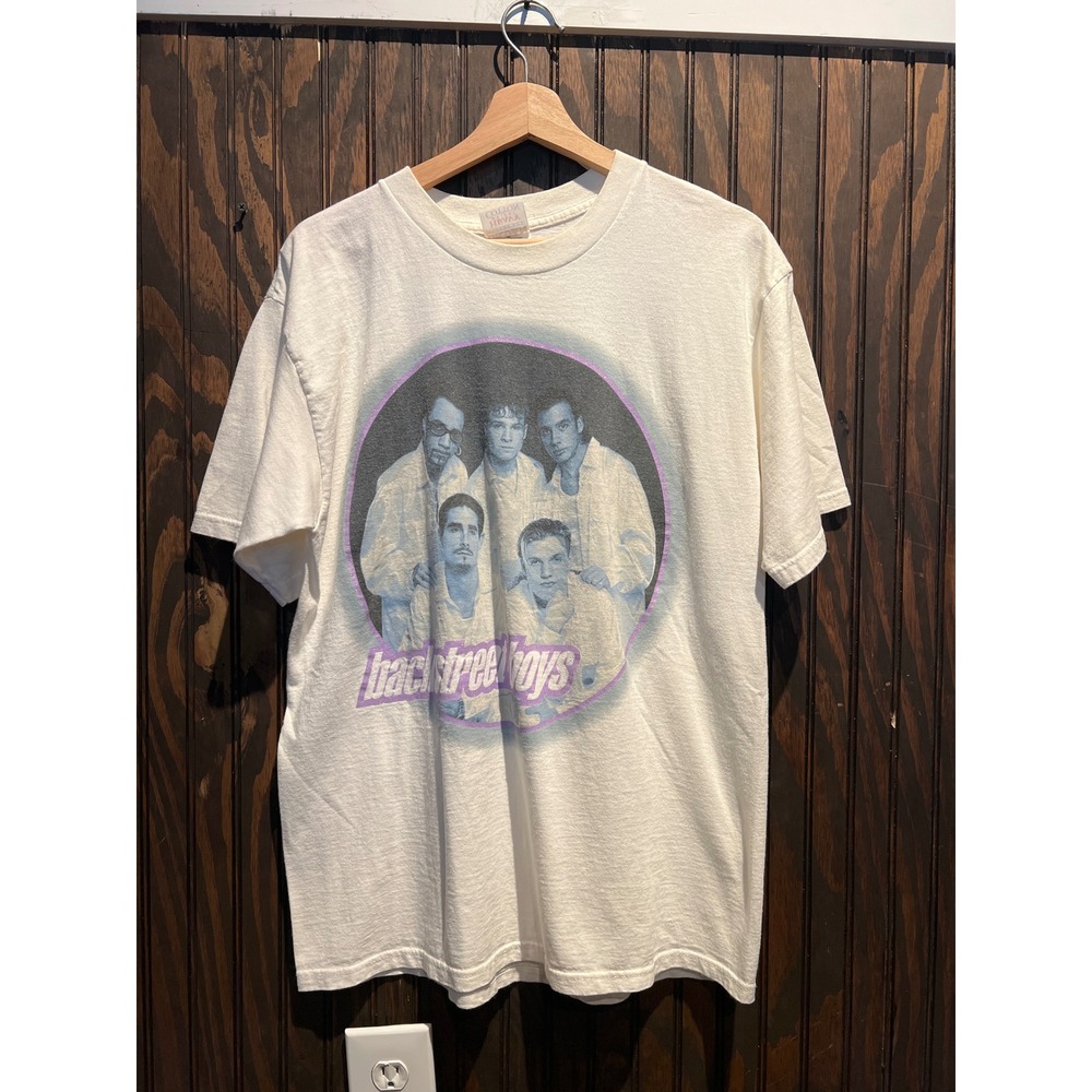 Vintage Backstreet Boys 90s Graphic T-Shirt White Cotton Heritage Large 21x28 - Picture 1 of 3